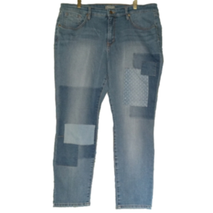 MARTHA STEWART Sz 16P Women's Patchwork Straight Leg Blue Jeans VGUC
